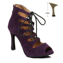 Load image into Gallery viewer, DKZSYIM Women Lace-UP Latin Dance Shoes High Heels Ballroom Tango Dancing Boots Open Toes Soft Soles Party/Casual Dance Shoes