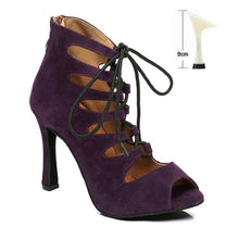 Load image into Gallery viewer, DKZSYIM Women Lace-UP Latin Dance Shoes High Heels Ballroom Tango Dancing Boots Open Toes Soft Soles Party/Casual Dance Shoes