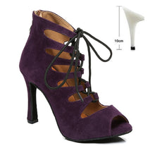 Load image into Gallery viewer, DKZSYIM Women Lace-UP Latin Dance Shoes High Heels Ballroom Tango Dancing Boots Open Toes Soft Soles Party/Casual Dance Shoes