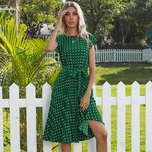 Load image into Gallery viewer, 2021 New Summer Polka Dots Sleeveless Pleated Dresses For Women High Waist Midi Elegant Office Green Lady Dinner Party Clothes