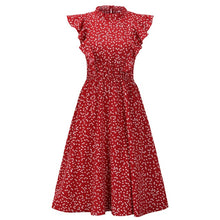 Load image into Gallery viewer, Chiffon Dress Women Elegant Summer Floral Print Ruffle A-line Sundress Casual Fitted Clothes To Knees 2020 Red Dresses For Women