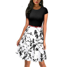 Load image into Gallery viewer, MISSJOY Plus size 4XL Dress kleding vrouwen Vintage Elegant Cap Sleeve Lemon Flower Print pin up fashionable dresses kerst jurk