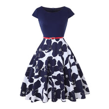 Load image into Gallery viewer, MISSJOY Plus size 4XL Dress kleding vrouwen Vintage Elegant Cap Sleeve Lemon Flower Print pin up fashionable dresses kerst jurk