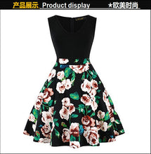 Load image into Gallery viewer, MISSJOY Plus size 4XL Dress kleding vrouwen Vintage Elegant Cap Sleeve Lemon Flower Print pin up fashionable dresses kerst jurk
