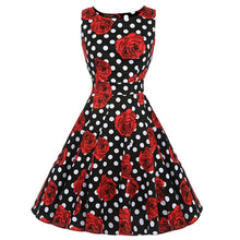 Load image into Gallery viewer, MISSJOY Plus size 4XL Dress kleding vrouwen Vintage Elegant Cap Sleeve Lemon Flower Print pin up fashionable dresses kerst jurk