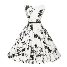 Load image into Gallery viewer, MISSJOY Plus size 4XL Dress kleding vrouwen Vintage Elegant Cap Sleeve Lemon Flower Print pin up fashionable dresses kerst jurk