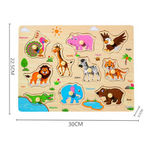 Load image into Gallery viewer, Kids 3D Puzzles Montessori Toys Wooden Puzzles Hand Grab Boards Toys Tangram Jigsaw Cartoon Vehicle Animals Fruits Puzzle