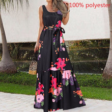 Load image into Gallery viewer, Celmia Bohemian Dress Women Summer Sundress Sleeveless Vintage Floral Print Casual Loose Ruffles Party Robe Belted Vestidos 5XL