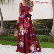 Load image into Gallery viewer, Celmia Bohemian Dress Women Summer Sundress Sleeveless Vintage Floral Print Casual Loose Ruffles Party Robe Belted Vestidos 5XL