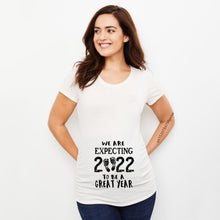 Load image into Gallery viewer, Baby Loading 2022 Women Printed Pregnant T Shirt Girl Maternity Short Sleeve Pregnancy Announcement Shirt New Mom Clothes