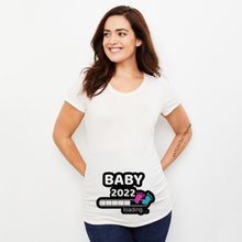 Load image into Gallery viewer, Baby Loading 2022 Women Printed Pregnant T Shirt Girl Maternity Short Sleeve Pregnancy Announcement Shirt New Mom Clothes
