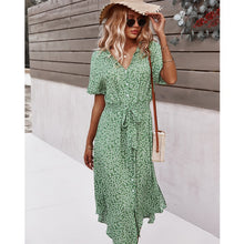 Load image into Gallery viewer, Dresses For Women Casual Short Sleeve 2021 Beach Dresses Women's Summer Holiday Sundress Floral Long Dress Tunics Robe Femmle