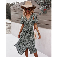Load image into Gallery viewer, Dresses For Women Casual Short Sleeve 2021 Beach Dresses Women's Summer Holiday Sundress Floral Long Dress Tunics Robe Femmle