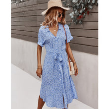 Load image into Gallery viewer, Dresses For Women Casual Short Sleeve 2021 Beach Dresses Women's Summer Holiday Sundress Floral Long Dress Tunics Robe Femmle