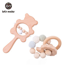 Load image into Gallery viewer, Let's Make 2PCS/Set Bed Bell Baby Toys Teether Wooden Rattles Bracelet Pacifier Chain Rodent Beading Beech Musical Newborn Toys