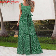 Load image into Gallery viewer, Celmia Bohemian Dress Women Summer Sundress Sleeveless Vintage Floral Print Casual Loose Ruffles Party Robe Belted Vestidos 5XL