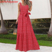 Load image into Gallery viewer, Celmia Bohemian Dress Women Summer Sundress Sleeveless Vintage Floral Print Casual Loose Ruffles Party Robe Belted Vestidos 5XL