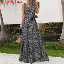Load image into Gallery viewer, Celmia Bohemian Dress Women Summer Sundress Sleeveless Vintage Floral Print Casual Loose Ruffles Party Robe Belted Vestidos 5XL