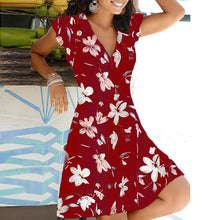 Load image into Gallery viewer, 2021 Spring Summer Vintage Party Dress V Neck Elegant Sexy Dress Boho Beach Female Floral Print Dresses For Women Clothes
