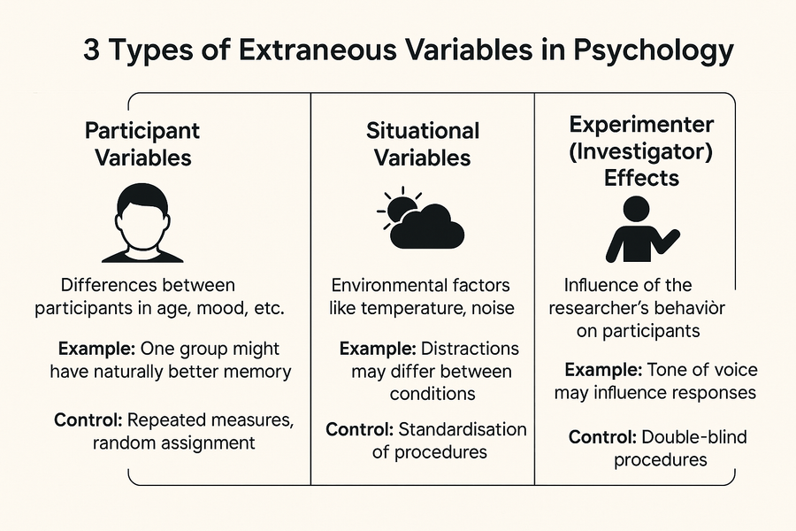 Extraneous and Confounding Variables in Psychology: Types, Examples, and How to Control Them