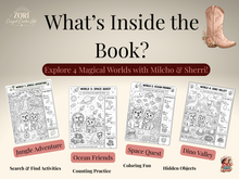 Load image into Gallery viewer, Kids Activity &amp; Coloring Pack | 4 Magical Worlds | Hidden Objects, Counting &amp; Find Activities
