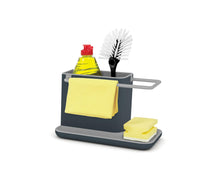 Load image into Gallery viewer, Joseph Joseph Caddy Kitchen Sink Area Organiser with Sponge Holder and Cloth Hanger - Grey
