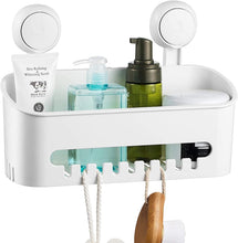 Load image into Gallery viewer, ilikable Vacuum Shower Caddy Suction Cup No-Drilling Removable Waterproof Bathroom Wall Shelf Shower Basket Storage Organizer for Shampoo Conditioner Razors Soap - White
