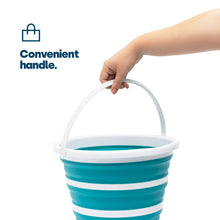 Load image into Gallery viewer, LIVIVO Collapsible Bucket – Large 10L Capacity Sturdy Folding Silicon Water Bucket with Comfortable Grip Handle – Neat and Tidy Space Saving Solution for your Garage Shed Home Bedroom (Turquoise)
