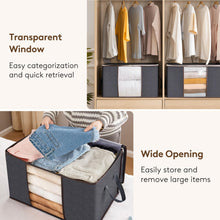 Load image into Gallery viewer, Lifewit 95L Clothes Storage Bags Large Storage Box With Lid Packing Boxes for Moving House With Reinforced Handle Thick Fabric Clear Window for Clothes Duvet Blankets Bedding, 3 Pack, Grey
