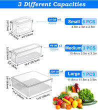 Load image into Gallery viewer, KUMD 10 Pack Fridge Organisers, Stackable Fridge Storage Containers with Lids, BPA-Free, Clear Fruit Storage Container for Fridge Organiser, Keep Food, Fruit, Vegetables Fresh
