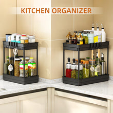 Load image into Gallery viewer, TidyTrove 2 Pack Under Sink Storage - Kitchen Storage and Organisation, 2 Tier Kitchen Under Sink Shelf, Multi-Purpose Organisation for Bathroom,Black
