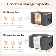 Load image into Gallery viewer, Lifewit 95L Clothes Storage Bags Large Storage Box With Lid Packing Boxes for Moving House With Reinforced Handle Thick Fabric Clear Window for Clothes Duvet Blankets Bedding, 3 Pack, Grey
