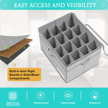 Load image into Gallery viewer, LUVHOMEE Shoe Organiser for Closet, Fits 16 Pairs, Large Shoe Box Storage Containers, Clear Foldable Shoe Storage Bins w/Bottom Support, Space Saving Shoes Holder w/Reinforced Handles, Grey
