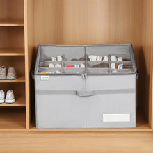 Load image into Gallery viewer, LUVHOMEE Shoe Organiser for Closet, Fits 16 Pairs, Large Shoe Box Storage Containers, Clear Foldable Shoe Storage Bins w/Bottom Support, Space Saving Shoes Holder w/Reinforced Handles, Grey
