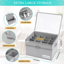 Load image into Gallery viewer, LUVHOMEE Shoe Organiser for Closet, Fits 16 Pairs, Large Shoe Box Storage Containers, Clear Foldable Shoe Storage Bins w/Bottom Support, Space Saving Shoes Holder w/Reinforced Handles, Grey
