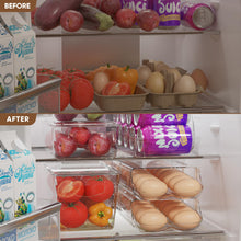 Load image into Gallery viewer, theaoo Egg Holder for Fridge, Automatic Rolling Egg Container for Refrigerator, Clear Plastic Egg Dispenser, Stackable Eggs Organizer with Quick Removable inner Tray For Organizers and Storage, 3 Pack
