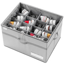 Load image into Gallery viewer, LUVHOMEE Shoe Organiser for Closet, Fits 16 Pairs, Large Shoe Box Storage Containers, Clear Foldable Shoe Storage Bins w/Bottom Support, Space Saving Shoes Holder w/Reinforced Handles, Grey
