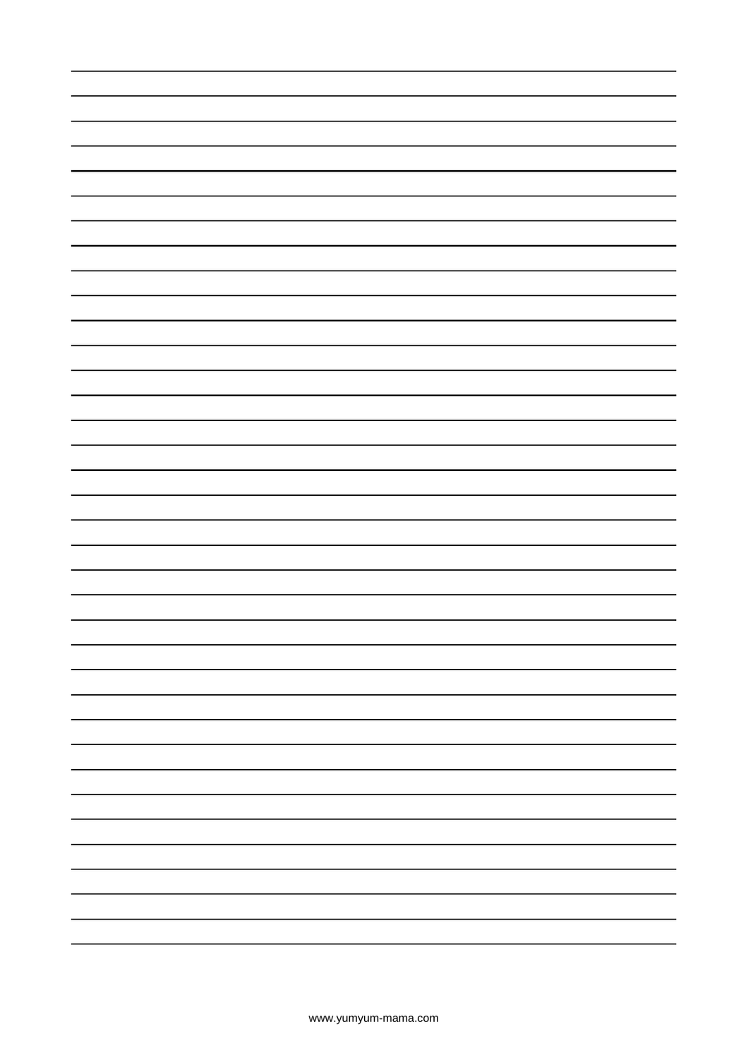 40 Line Paper Preview of A4 standard lined paper with 7mm spacing and black ...