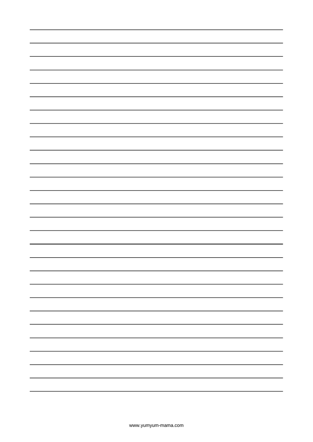 Preview of A4 wide ruled printable paper with 9mm line spacing and generous spacing between lines