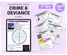 Load image into Gallery viewer, AQA A-level Sociology notes: Crime and Deviance White background printable
