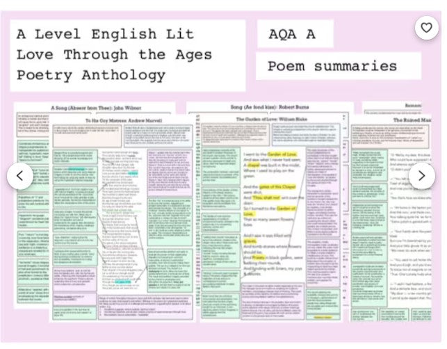 A Level English Literature Poetry Summaries || AQA A