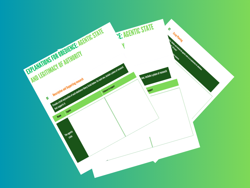 Obedience Worksheets.pdf Explanations For Obedience (Agentic State and Legitimacy of authority ...