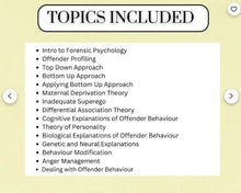 Load image into Gallery viewer, AQA A-level Psychology notes: FORENSIC PSYCHOLOGY white background printable
