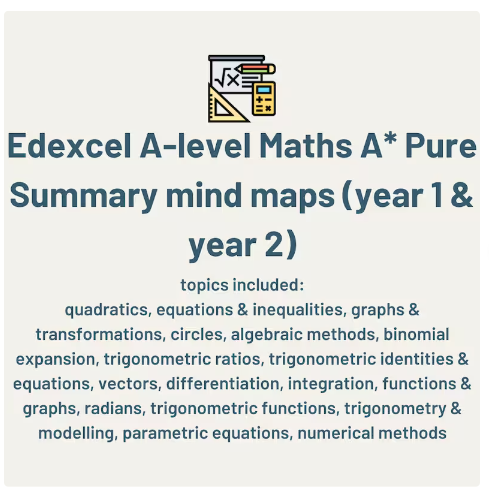 Edexcel A-Level Maths Pure A* Summary Mind Maps (Year 1/AS and Year 2 ...