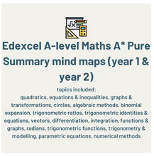 Load image into Gallery viewer, Edexcel A-Level Maths Pure A* Summary Mind Maps (Year 1/AS and Year 2/A2)
