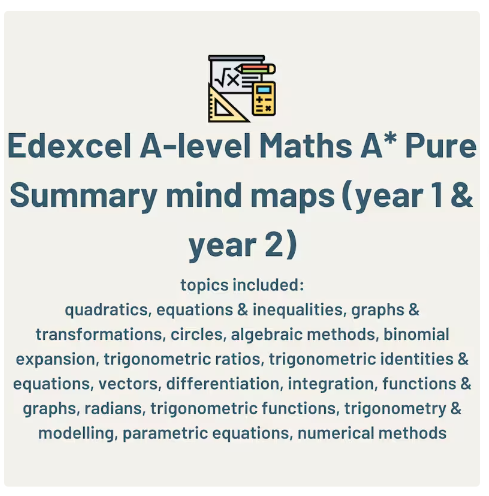 Edexcel A-Level Maths Pure A* Summary Mind Maps (Year 1/AS and Year 2/A2)