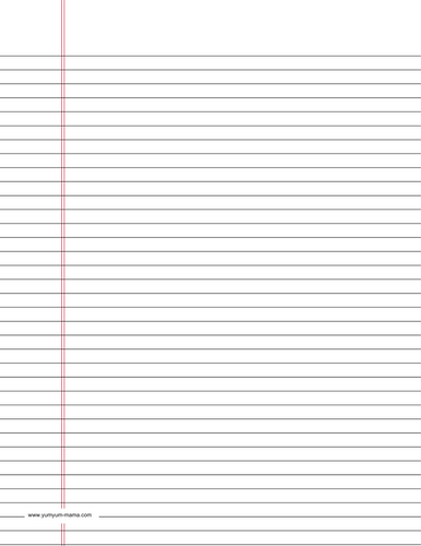 Preview of A4 lined paper with a red left-hand margin and black horizontal lines, ideal for formal notes