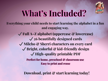 Load image into Gallery viewer, ABC Flashcards A–Z | Uppercase &amp; Lowercase Alphabet Cards | Preschool Printable Ages 3–6
