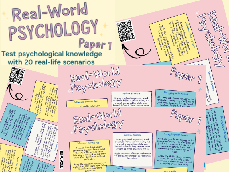 Real-World Psychology: AO2 Application Scenario Pack for AQA Paper 1 (20 Tasks + Model Answers)