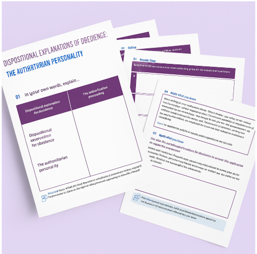AQA A-Level Psychology Free Worksheet: Dispositional Explanations of Obedience – The Authoritarian Personality